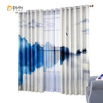 DIHINHOME Home Textile Modern Curtain DIHIN HOME 3D Printed Blue Landscape Painting Blackout Curtains ,Window Curtains Grommet Curtain For Living Room ,39x102-inch,2 Panels Included