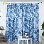 DIHINHOME Home Textile Modern Curtain DIHIN HOME 3D Printed Blue Lines Blackout Curtains ,Window Curtains Grommet Curtain For Living Room ,39x102-inch,2 Panels Included