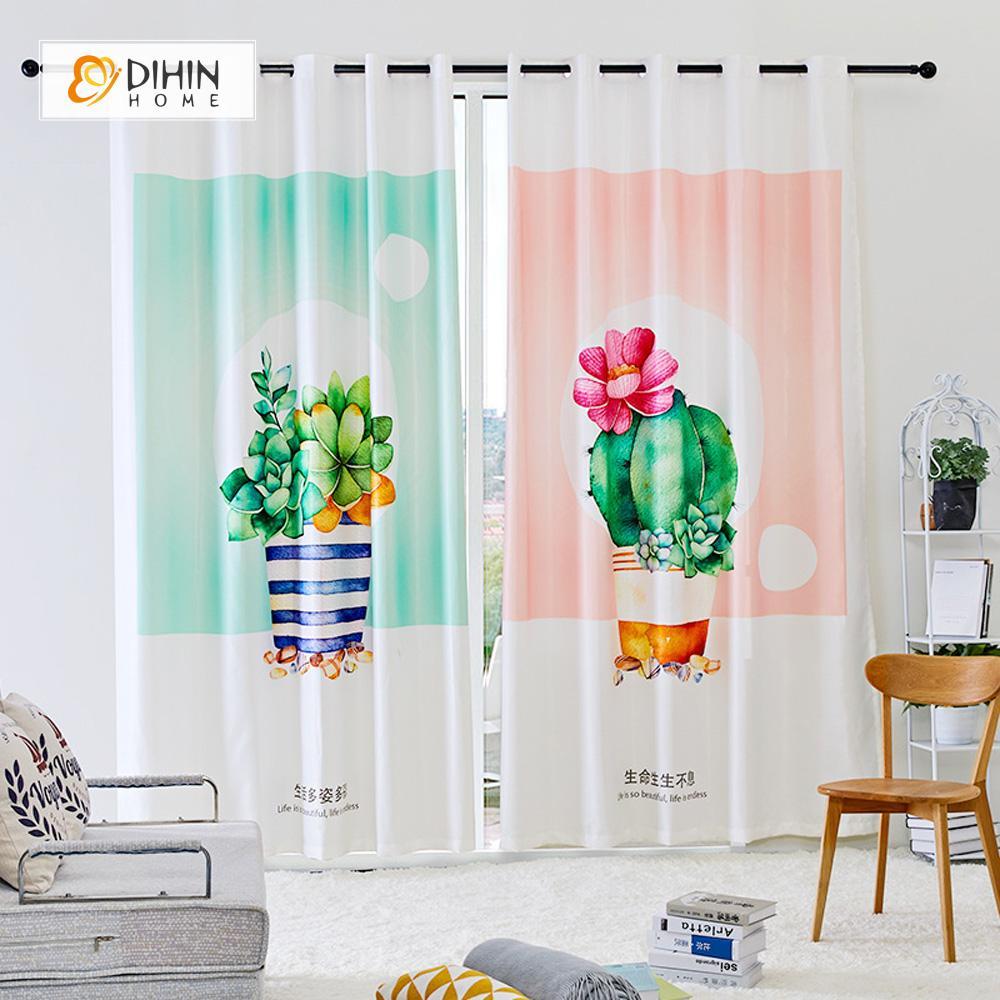 DIHINHOME Home Textile Modern Curtain DIHIN HOME 3D Printed Bonsai Blackout Curtains ,Window Curtains Grommet Curtain For Living Room ,39x102-inch,2 Panels Included