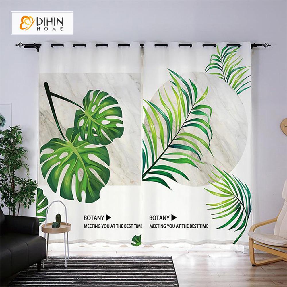 DIHINHOME Home Textile Modern Curtain DIHIN HOME 3D Printed Botany Blackout Curtains ,Window Curtains Grommet Curtain For Living Room ,39x102-inch,2 Panels Included