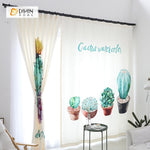 DIHINHOME Home Textile Modern Curtain DIHIN HOME 3D Printed Cactus Bonsai Blackout Curtains ,Window Curtains Grommet Curtain For Living Room ,39x102-inch,2 Panels Included
