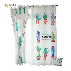 DIHINHOME Home Textile Modern Curtain DIHIN HOME 3D Printed Cactus Garden Blackout Curtains ,Window Curtains Grommet Curtain For Living Room ,39x102-inch,2 Panels Included