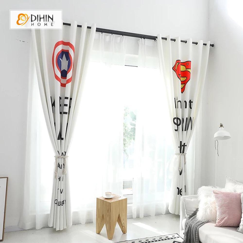 DIHINHOME Home Textile Modern Curtain DIHIN HOME 3D Printed Captain America and Superman Blackout Curtains ,Window Curtains Grommet Curtain For Living Room ,39x102-inch,2 Panels Included