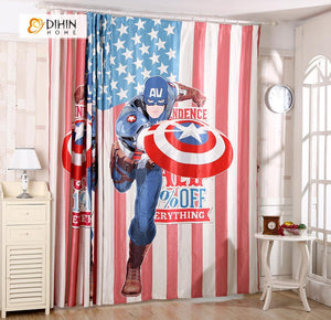 DIHINHOME Home Textile Modern Curtain DIHIN HOME 3D Printed Captain America Blackout Curtains ,Window Curtains Grommet Curtain For Living Room ,39x102-inch,2 Panels Included