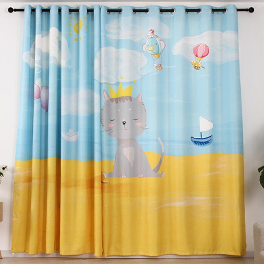 DIHINHOME Home Textile Modern Curtain DIHIN HOME 3D Printed Cartoon Cats Blackout Curtains,Window Curtains Grommet Curtain For Living Room ,39x102-inch,2 Panels Included