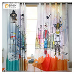 DIHINHOME Home Textile Modern Curtain DIHIN HOME 3D Printed Cartoon Dog and Cat Blackout Curtains ,Window Curtains Grommet Curtain For Living Room ,39x102-inch,2 Panels Included