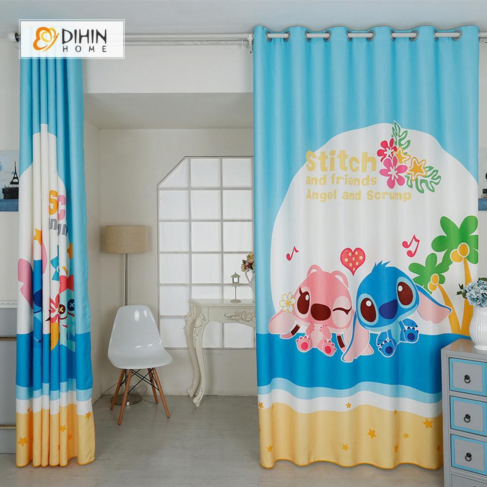 DIHINHOME Home Textile Modern Curtain DIHIN HOME 3D Printed Cartoon Monster Blackout Curtains ,Window Curtains Grommet Curtain For Living Room ,39x102-inch,2 Panels Included