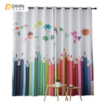 DIHINHOME Home Textile Modern Curtain DIHIN HOME 3D Printed Cartoon Pencil Blackout Curtains,Window Curtains Grommet Curtain For Living Room ,39x102-inch,2 Panels Included