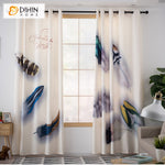 DIHIN HOME 3D Printed Colorful Feather Blackout Curtains,Window Curtains Grommet Curtain For Living Room ,39x102-inch,2 Panels Included