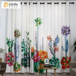 DIHIN HOME 3D Printed Colorful Succulent Plants Blackout Curtains,Window Curtains Grommet Curtain For Living Room ,39x102-inch,2 Panels Included