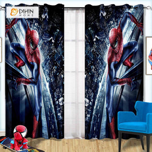 DIHINHOME Home Textile Modern Curtain DIHIN HOME 3D Printed Cool Spider-Man Blackout Curtains ,Window Curtains Grommet Curtain For Living Room ,39x102-inch,2 Panels Included