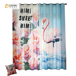 DIHINHOME Home Textile Modern Curtain DIHIN HOME 3D Printed Crane and Flowers Blackout Curtains ,Window Curtains Grommet Curtain For Living Room ,39x102-inch,2 Panels Included