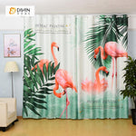 DIHINHOME Home Textile Modern Curtain DIHIN HOME 3D Printed Crane and Leaves Blackout Curtains ,Window Curtains Grommet Curtain For Living Room ,39x102-inch,2 Panels Included