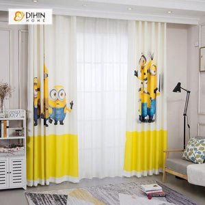 DIHINHOME Home Textile Modern Curtain DIHIN HOME 3D Printed Cute Minions Blackout Curtains ,Window Curtains Grommet Curtain For Living Room ,39x102-inch,2 Panels Included