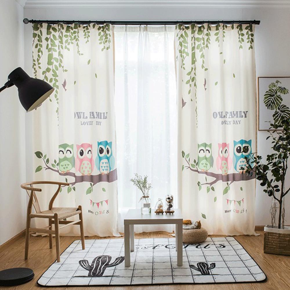 DIHINHOME Home Textile Modern Curtain DIHIN HOME 3D Printed Cute Owls Blackout Curtains ,Window Curtains Grommet Curtain For Living Room ,39x102-inch,2 Panels Included