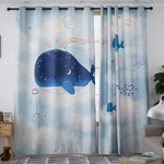 DIHINHOME Home Textile Modern Curtain DIHIN HOME 3D Printed Cute Whale Blackout Curtains,Window Curtains Grommet Curtain For Living Room ,39x102-inch,2 Panels Include