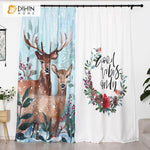 DIHINHOME Home Textile Modern Curtain DIHIN HOME 3D Printed Deer and Flowers Blackout Curtains,Window Curtains Grommet Curtain For Living Room ,39x102-inch,2 Panels Include