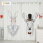 DIHINHOME Home Textile Modern Curtain DIHIN HOME 3D Printed Deer and Rabbit Blackout Curtains ,Window Curtains Grommet Curtain For Living Room ,39x102-inch,2 Panels Included