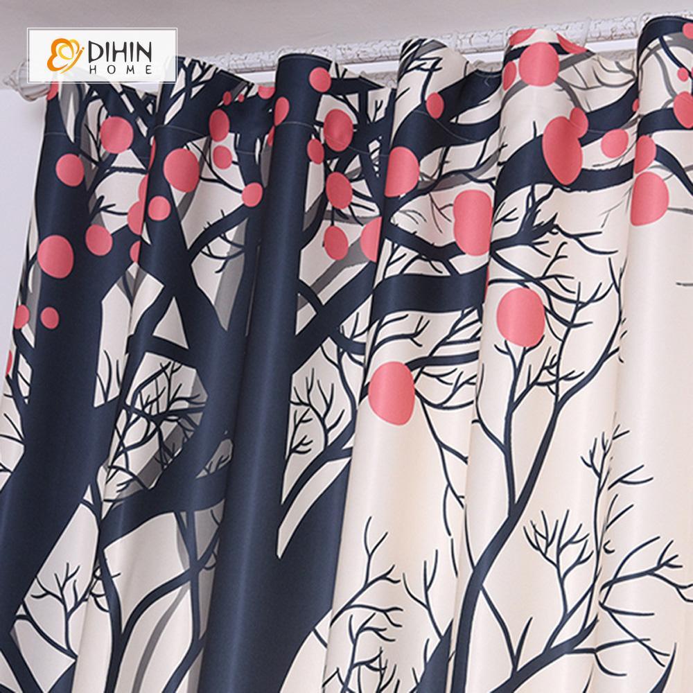 DIHINHOME Home Textile Modern Curtain DIHIN HOME 3D Printed Deer and Tree Blackout Curtains ,Window Curtains Grommet Curtain For Living Room ,39x102-inch,2 Panels Included