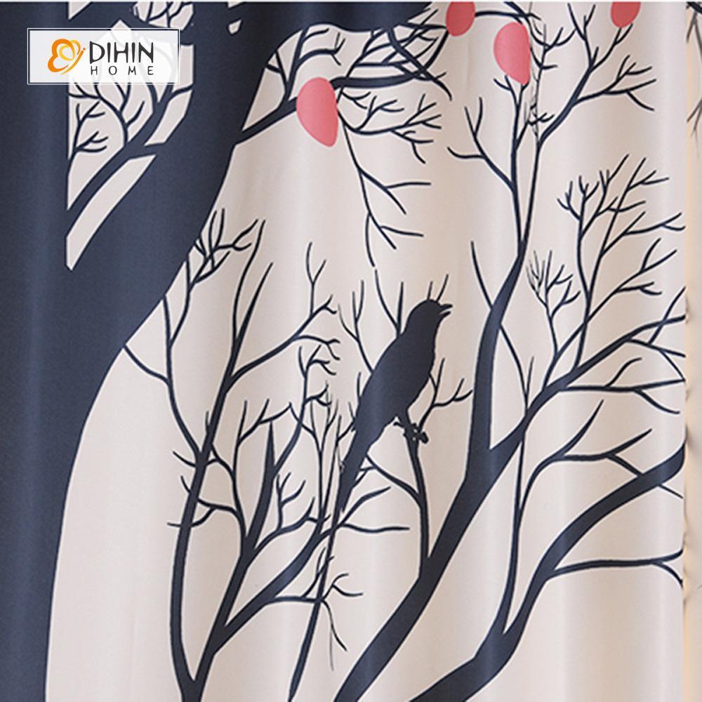 DIHINHOME Home Textile Modern Curtain DIHIN HOME 3D Printed Deer and Tree Blackout Curtains ,Window Curtains Grommet Curtain For Living Room ,39x102-inch,2 Panels Included