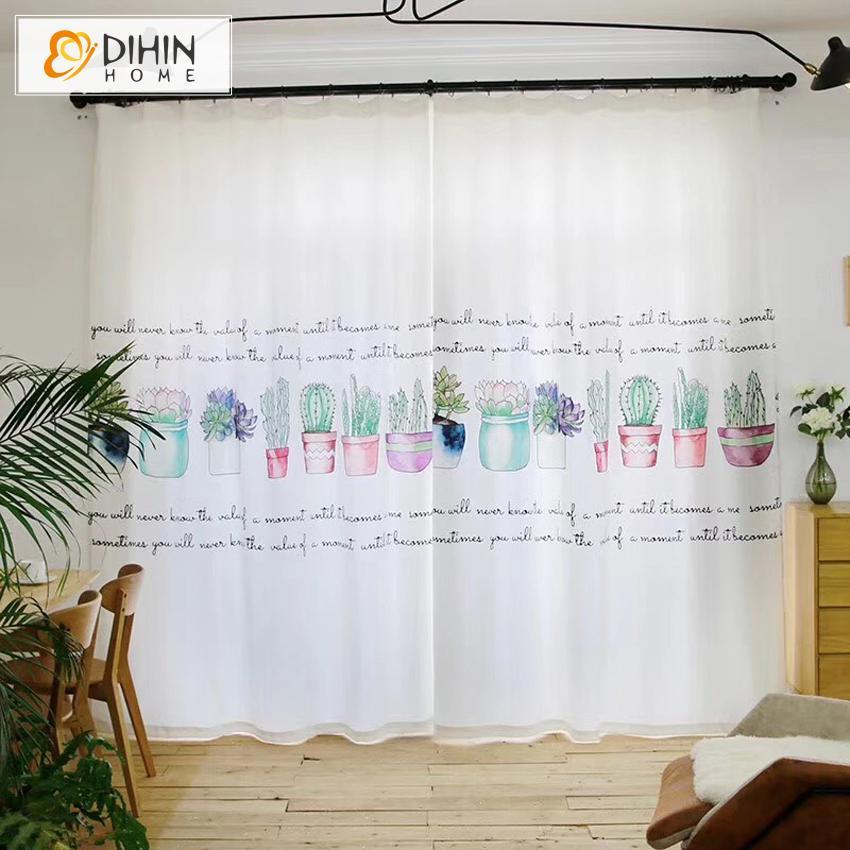 DIHINHOME Home Textile Modern Curtain DIHIN HOME 3D Printed Desert Cactus Blackout Curtains,Window Curtains Grommet Curtain For Living Room ,39x102-inch,2 Panels Included