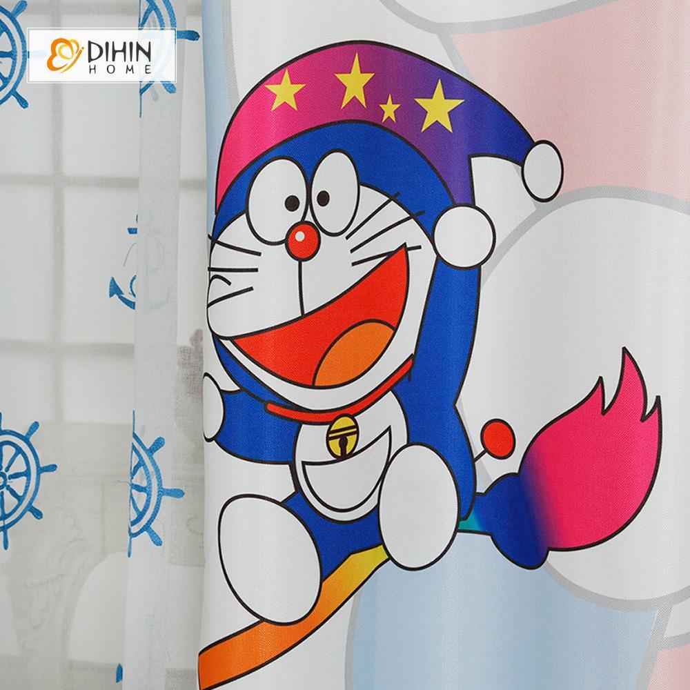 DIHINHOME Home Textile Modern Curtain DIHIN HOME 3D Printed Doraemon Blackout Curtains ,Window Curtains Grommet Curtain For Living Room ,39x102-inch,2 Panels Included