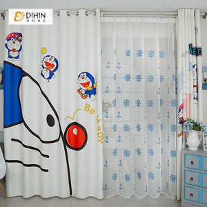 DIHINHOME Home Textile Modern Curtain DIHIN HOME 3D Printed Doraemon Blackout Curtains ,Window Curtains Grommet Curtain For Living Room ,39x102-inch,2 Panels Included