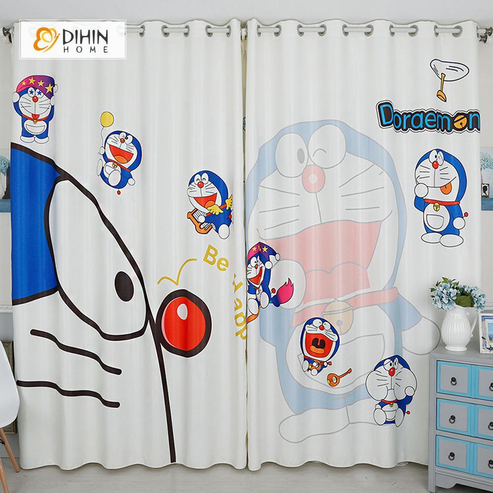 DIHINHOME Home Textile Modern Curtain DIHIN HOME 3D Printed Doraemon Blackout Curtains ,Window Curtains Grommet Curtain For Living Room ,39x102-inch,2 Panels Included