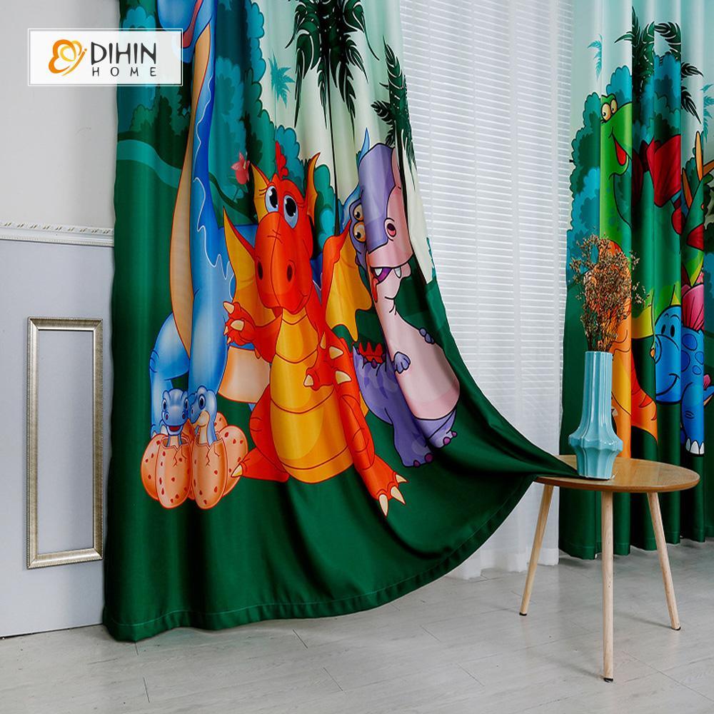 DIHINHOME Home Textile Modern Curtain DIHIN HOME 3D Printed Dragon Blackout Curtains ,Window Curtains Grommet Curtain For Living Room ,39x102-inch,2 Panels Included