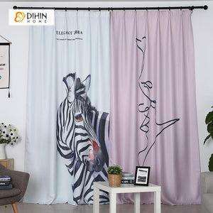 DIHINHOME Home Textile Modern Curtain DIHIN HOME 3D Printed Elegant Zebra Blackout Curtains ,Window Curtains Grommet Curtain For Living Room ,39x102-inch,2 Panels Included