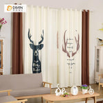 DIHINHOME Home Textile Modern Curtain DIHIN HOME 3D Printed Elk and Words Blackout Curtains ,Window Curtains Grommet Curtain For Living Room ,39x102-inch,2 Panels Included