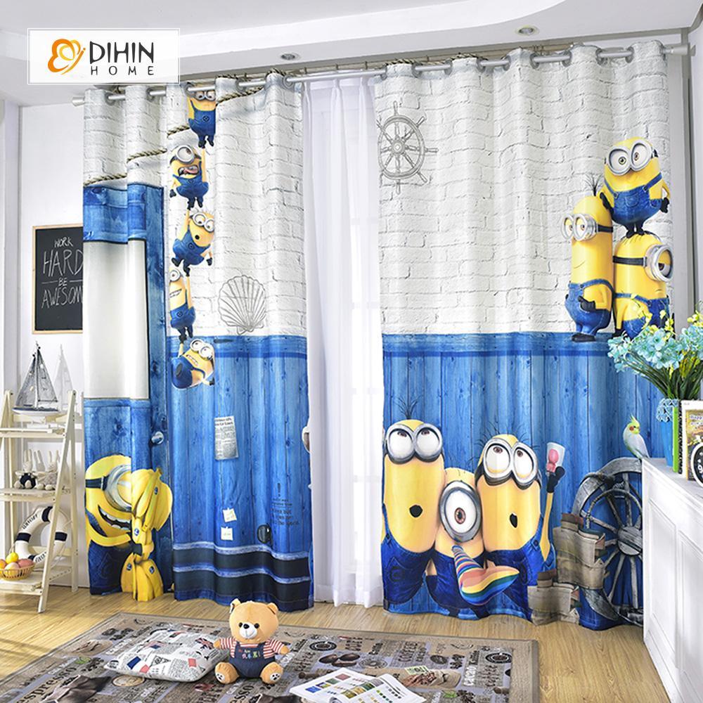 DIHINHOME Home Textile Modern Curtain DIHIN HOME 3D Printed Exquisite Minions Blackout Curtains ,Window Curtains Grommet Curtain For Living Room ,39x102-inch,2 Panels Included