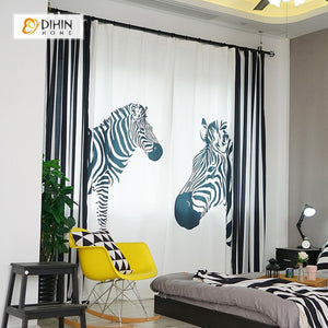DIHINHOME Home Textile Modern Curtain DIHIN HOME 3D Printed Exquisite Zebra Blackout Curtains ,Window Curtains Grommet Curtain For Living Room ,39x102-inch,2 Panels Included