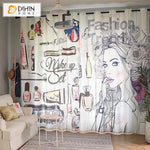 DIHINHOME Home Textile Modern Curtain DIHIN HOME 3D Printed Fashion Fandwriting Blackout Curtains,Window Curtains Grommet Curtain For Living Room ,39x102-inch,2 Panels Included