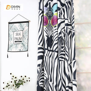 DIHINHOME Home Textile Modern Curtain DIHIN HOME 3D Printed Fashionable Zebra Blackout Curtains ,Window Curtains Grommet Curtain For Living Room ,39x102-inch,2 Panels Included