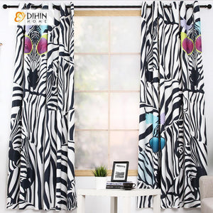 DIHINHOME Home Textile Modern Curtain DIHIN HOME 3D Printed Fashionable Zebra Blackout Curtains ,Window Curtains Grommet Curtain For Living Room ,39x102-inch,2 Panels Included