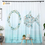 DIHINHOME Home Textile Modern Curtain DIHIN HOME 3D Printed Fish and Circular Blackout Curtains ,Window Curtains Grommet Curtain For Living Room ,39x102-inch,2 Panels Included