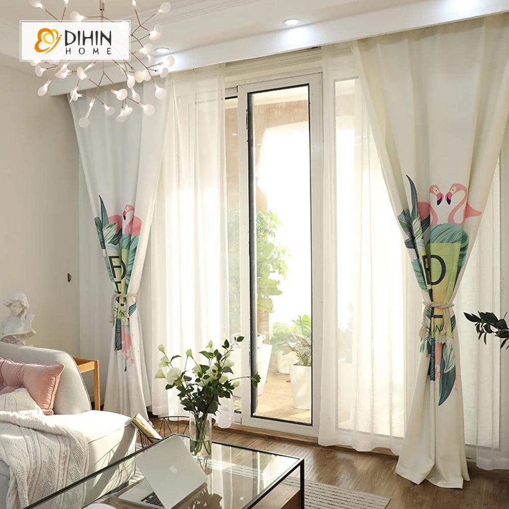 DIHINHOME Home Textile Modern Curtain DIHIN HOME 3D Printed Floral Background Blackout Curtains ,Window Curtains Grommet Curtain For Living Room ,39x102-inch,2 Panels Included