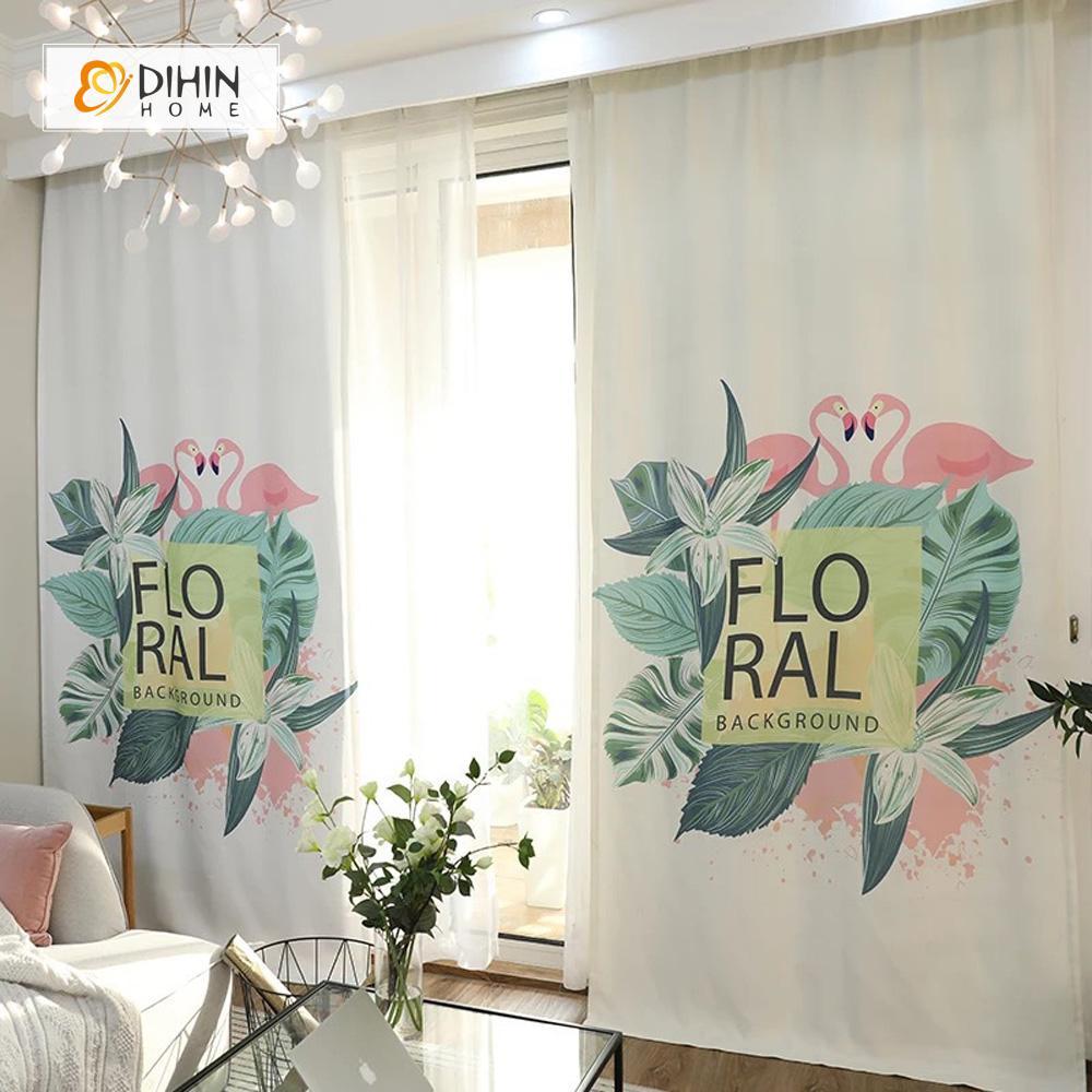 DIHINHOME Home Textile Modern Curtain DIHIN HOME 3D Printed Floral Background Blackout Curtains ,Window Curtains Grommet Curtain For Living Room ,39x102-inch,2 Panels Included