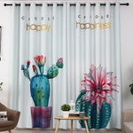 DIHINHOME Home Textile Modern Curtain DIHIN HOME 3D Printed Flowering Cactus Blackout Curtains,Window Curtains Grommet Curtain For Living Room ,39x102-inch,2 Panels Included