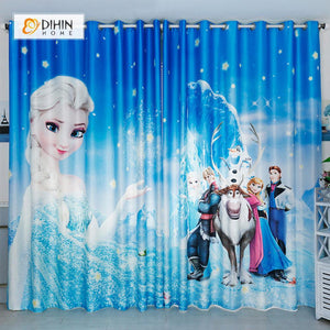 DIHINHOME Home Textile Modern Curtain DIHIN HOME 3D Printed Frozen Blackout Curtains ,Window Curtains Grommet Curtain For Living Room ,39x102-inch,2 Panels Included