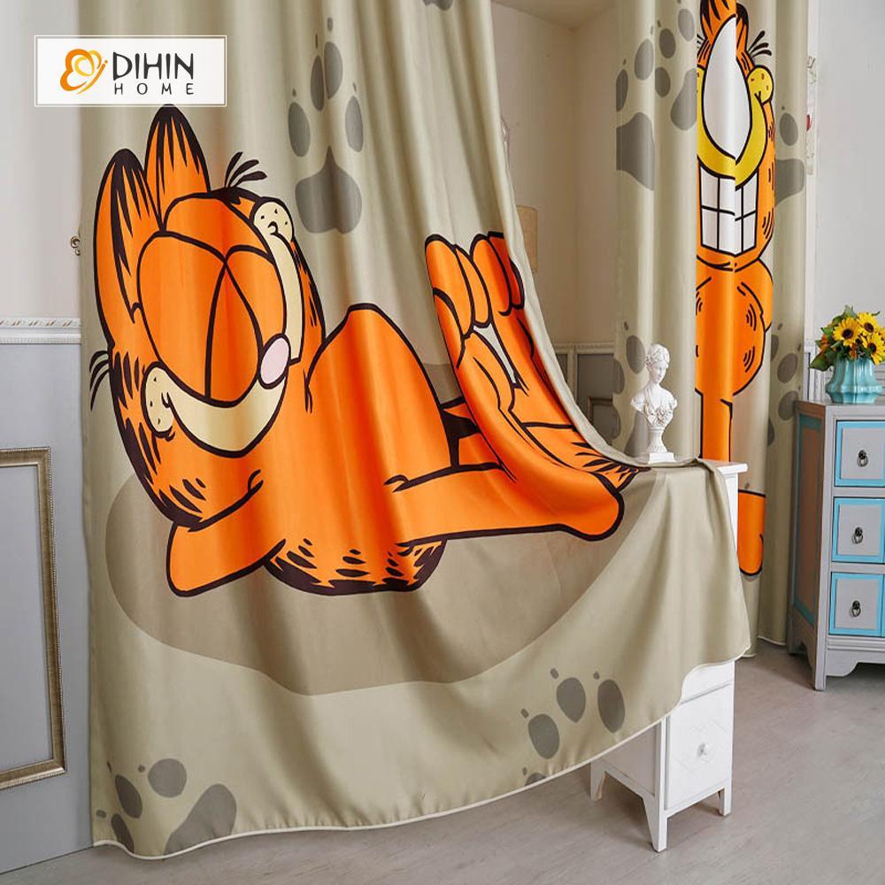 DIHINHOME Home Textile Modern Curtain DIHIN HOME 3D Printed Garfield Blackout Curtains ,Window Curtains Grommet Curtain For Living Room ,39x102-inch,2 Panels Included