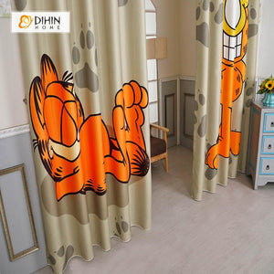 DIHINHOME Home Textile Modern Curtain DIHIN HOME 3D Printed Garfield Blackout Curtains ,Window Curtains Grommet Curtain For Living Room ,39x102-inch,2 Panels Included