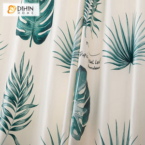 DIHINHOME Home Textile Modern Curtain DIHIN HOME 3D Printed Green Banana Leaves Blackout Curtains,Window Curtains Grommet Curtain For Living Room ,39x102-inch,2 Panels Included