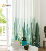 DIHIN HOME 3D Printed Green Cactus Blackout Curtains ,Window Curtains Grommet Curtain For Living Room ,39x102-inch,2 Panels Included