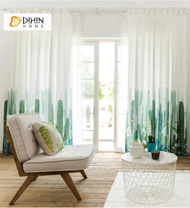 DIHIN HOME 3D Printed Green Cactus Blackout Curtains ,Window Curtains Grommet Curtain For Living Room ,39x102-inch,2 Panels Included