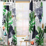 DIHINHOME Home Textile Modern Curtain DIHIN HOME 3D Printed Green Leaves and Triangle Blackout Curtains ,Window Curtains Grommet Curtain For Living Room ,39x102-inch,2 Panels Included