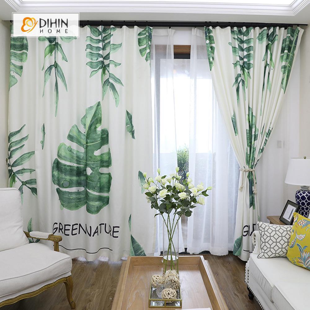 DIHINHOME Home Textile Modern Curtain DIHIN HOME 3D Printed Green Tree Blackout Curtains ,Window Curtains Grommet Curtain For Living Room ,39x102-inch,2 Panels Included