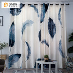 DIHIN HOME 3D Printed Grey Feathers Blackout Curtains,Window Curtains Grommet Curtain For Living Room ,39x102-inch,2 Panels Included