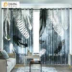 DIHINHOME Home Textile Modern Curtain DIHIN HOME 3D Printed Huge Feather Blackout Curtains,Window Curtains Grommet Curtain For Living Room ,39x102-inch,2 Panels Include